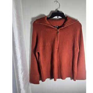 BTFBM Rust Orange Half Zip Ribbed Sweater Women’s Size Sm NWT Collared Knit Fall